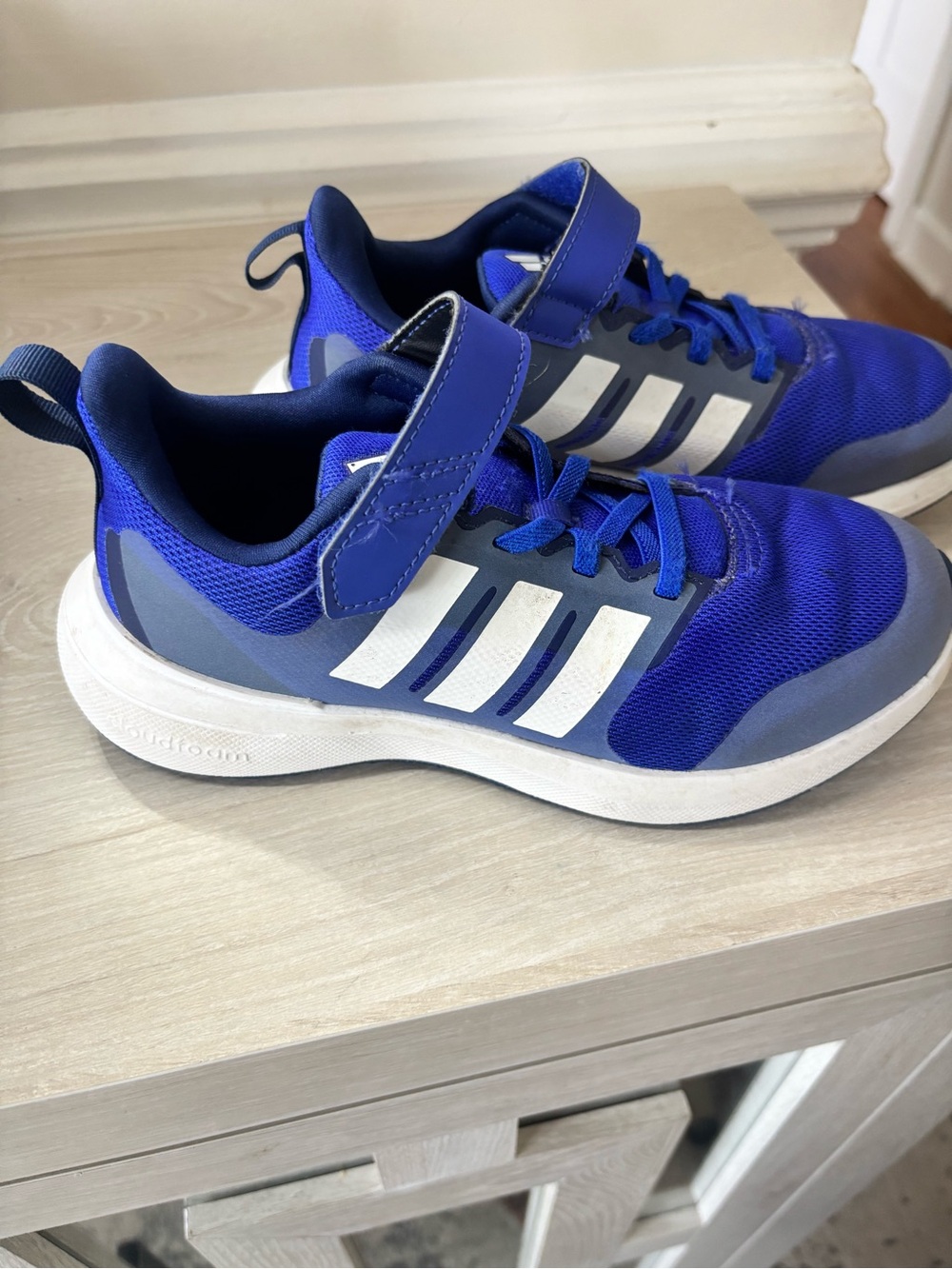 adidas Blue Kids Sneakers with White Stripes
